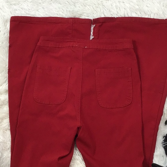 Retro hippie deep red stretch bell bottom jeans - Picture 11 of 12
